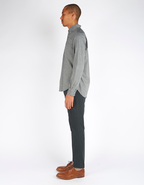 Men's Gitman Vintage Button Down Herringone Japanese Flannel Charcoal Men's Gitman Vintage Button Down Herringone Japanese Flannel Charcoal