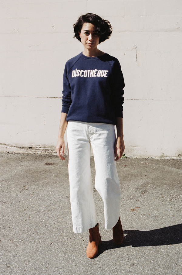 Clare V Sweatshirt - navy with white discotheque Clare V Sweatshirt - navy with white discotheque