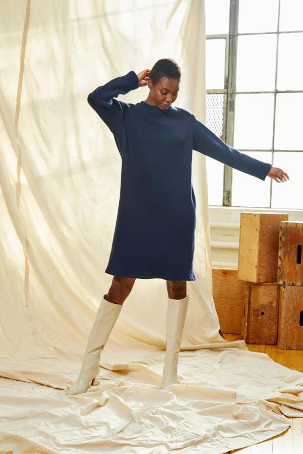 Classic Sweater Dress - Navy | Garmentory
