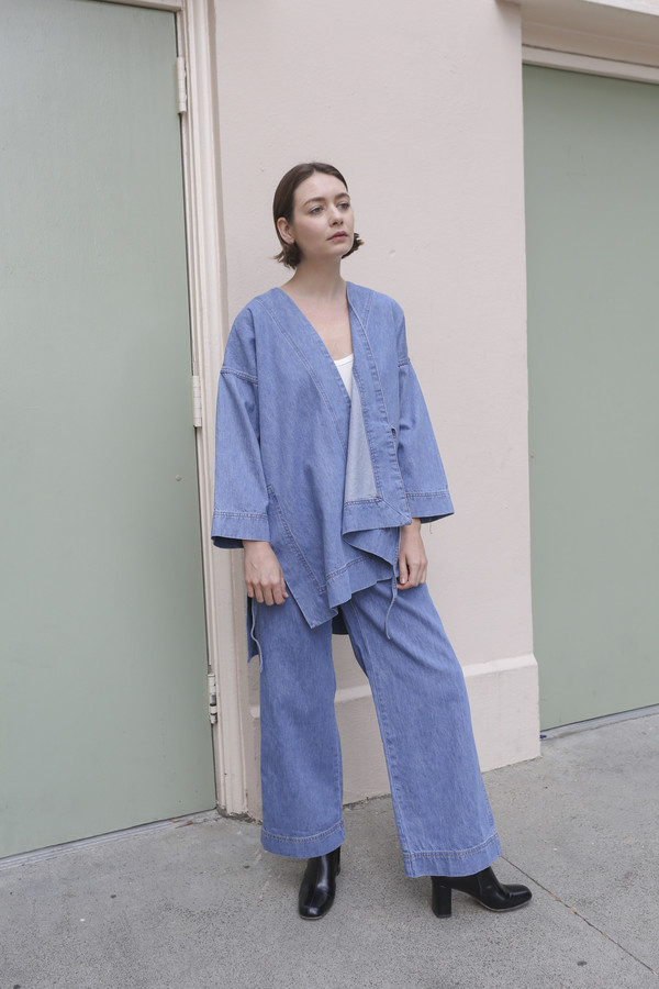 Caron Callahan Carson Kimono in Blue Denim Caron Callahan Carson Kimono in Blue Denim
