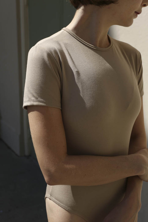 Maryam Nassir Zadeh Lara T-Shirt Leotard in Tan Maryam Nassir Zadeh Lara T-Shirt Leotard in Tan