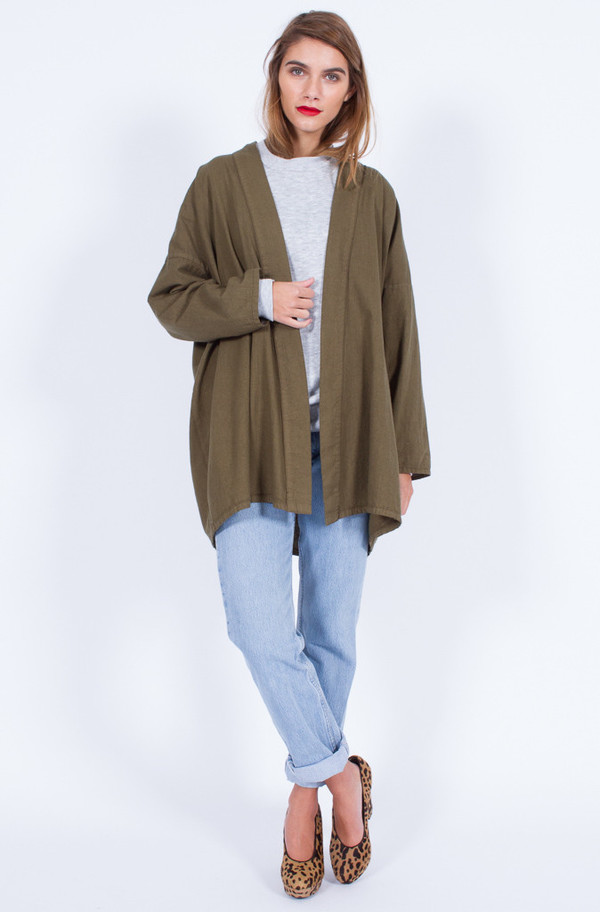 KHAKI COTTON KIMONO (ONE SIZE) KHAKI COTTON KIMONO (ONE SIZE)