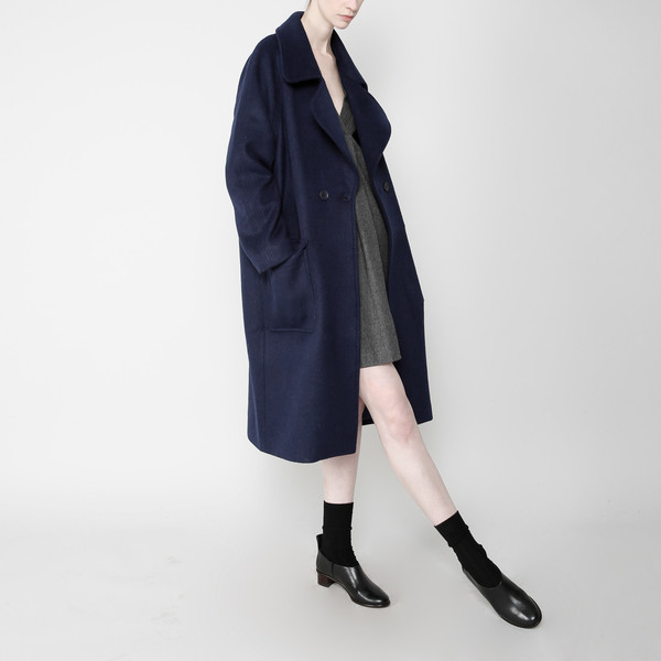 7115 by Szeki Long Wool Coat - Navy FW16 7115 by Szeki Long Wool Coat - Navy FW16
