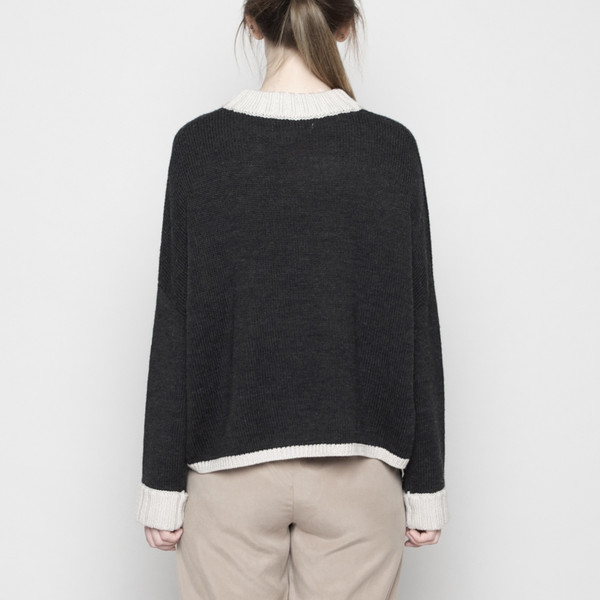 7115 by Szeki Mock-Neck Merino Sweater - Charcoal + Beige FW16 7115 by Szeki Mock-Neck Merino Sweater - Charcoal + Beige FW16
