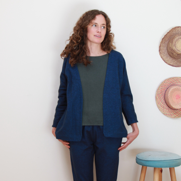 Me & Arrow Cardi Jacket - Fuzzy Heather Navy Me & Arrow Cardi Jacket - Fuzzy Heather Navy