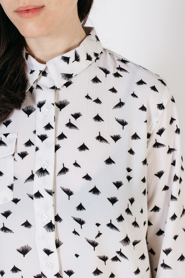 Bridge & Burn Bird White Leaf Print Bridge & Burn Bird White Leaf Print
