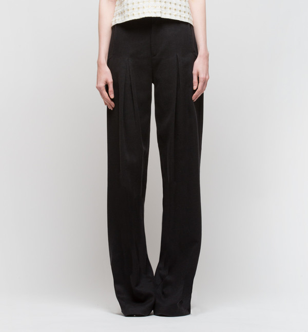 H. Fredriksson Pleat Long Pant Black H. Fredriksson Pleat Long Pant Black