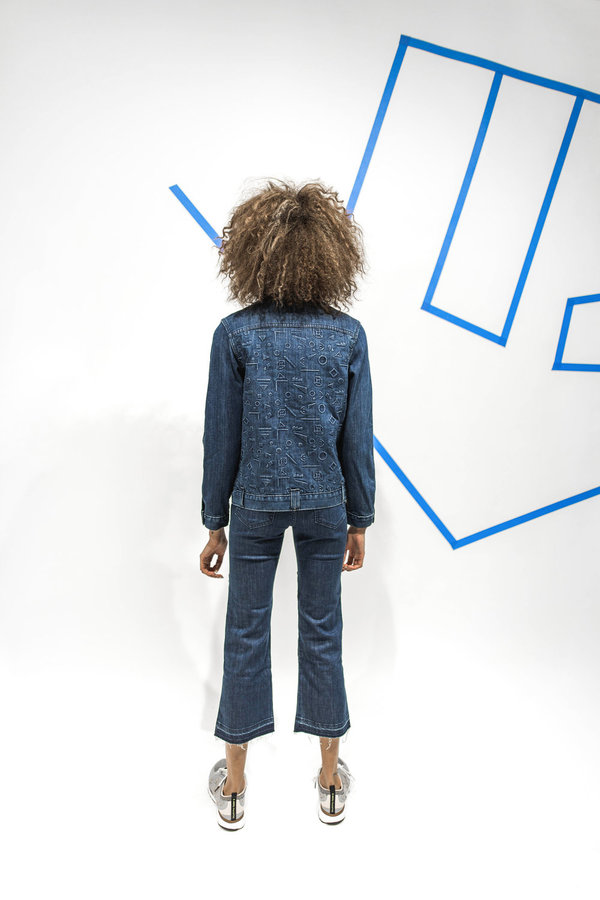 Alyssa Less Debbie Jacket - Blue Floating Shapes Alyssa Less Debbie Jacket - Blue Floating Shapes