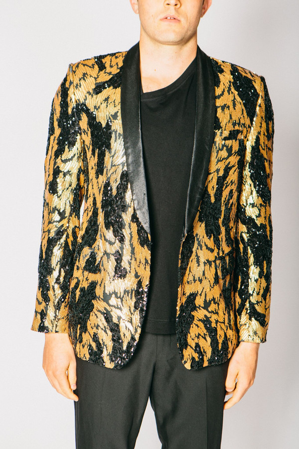Men's Any Old Iron Black and Gold Sequin Blazer Men's Any Old Iron Black and Gold Sequin Blazer