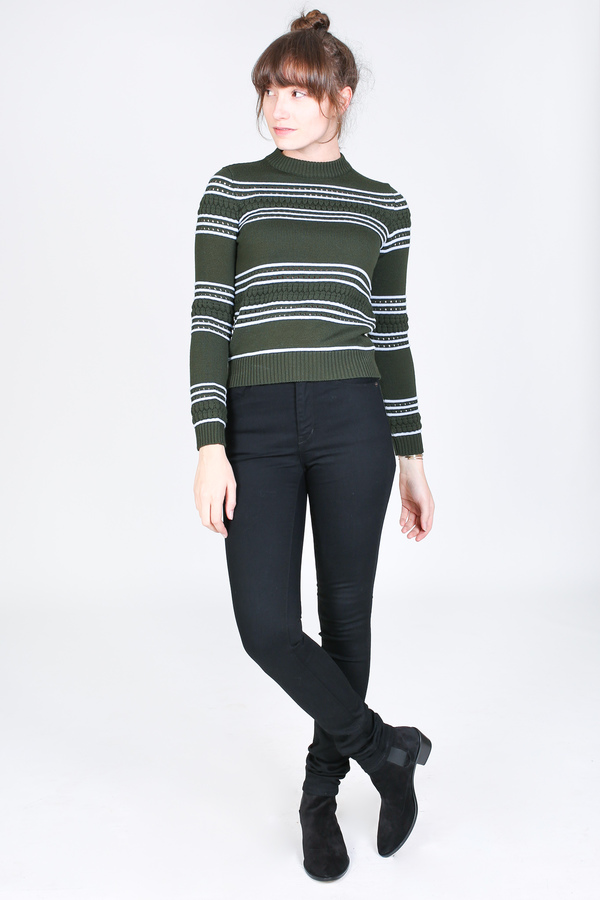 Suno Pintuck crewneck pullover in olive Suno Pintuck crewneck pullover in olive