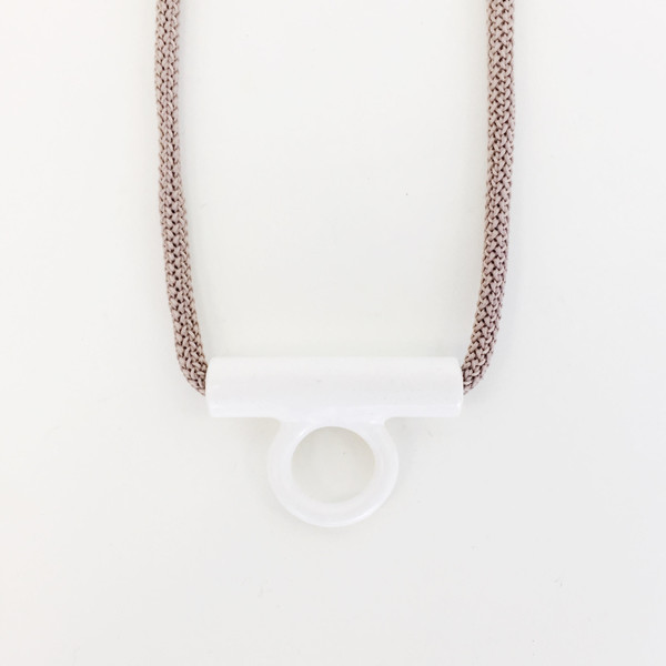 Aubrey Hornor White Hollow Tab Necklace Aubrey Hornor White Hollow Tab Necklace