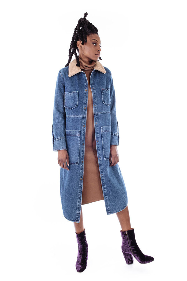 Nanushka Solo Long Denim Shirt Jacket Nanushka Solo Long Denim Shirt Jacket