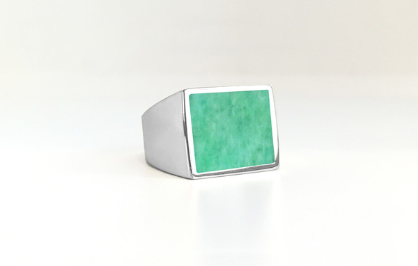 Unisex Legier Amazonite Stone Signet Ring Unisex Legier Amazonite Stone Signet Ring