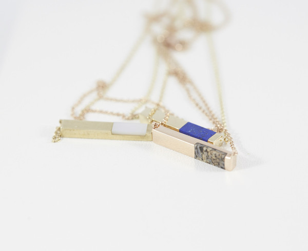 Legier Stone Signet Bar Pendant Necklace Legier Stone Signet Bar Pendant Necklace