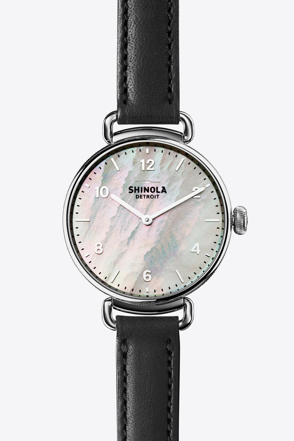Shinola The Canfield 32mm Watch in Mother of Pearl/Black Shinola The Canfield 32mm Watch in Mother of Pearl/Black