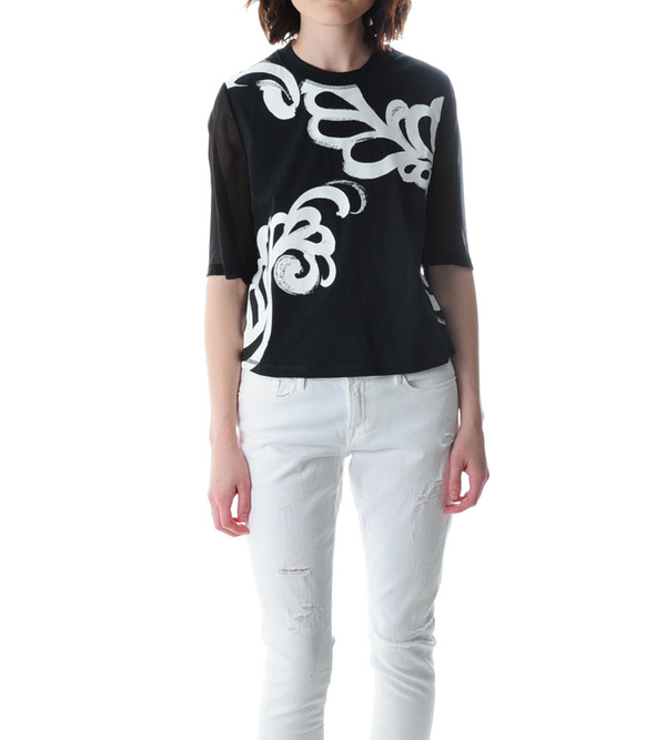 3.1 Phillip Lim Abstract Print Cropped Boxy T-Shirt 3.1 Phillip Lim Abstract Print Cropped Boxy T-Shirt