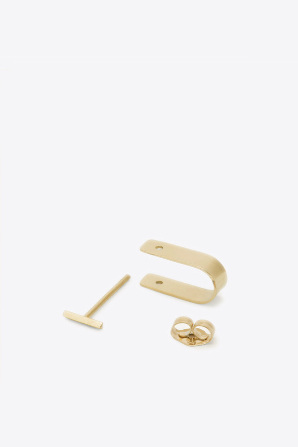 Kathleen Whitaker Bevel Stud and Cuff in Yellow Gold Kathleen Whitaker Bevel Stud and Cuff in Yellow Gold