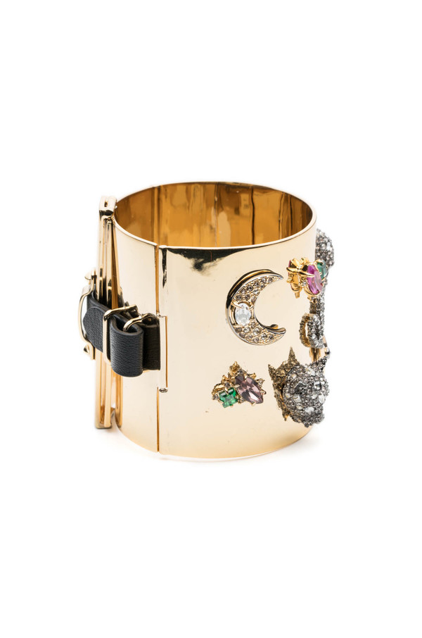 Alexis Bittar Crystal Encrusted Figurine Bondage Hinge Cuff Alexis Bittar Crystal Encrusted Figurine Bondage Hinge Cuff