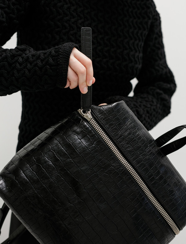 Kara Womens Embossed Crocodile Backpack Kara Womens Embossed Crocodile Backpack