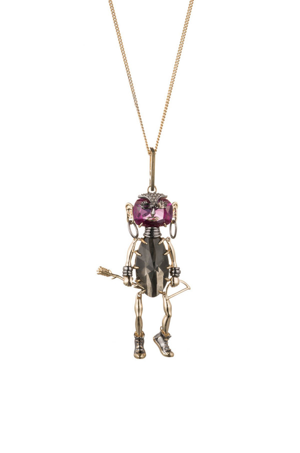 Alexis Bittar Urban Warrior Articulating Figurine Pendant Necklace Alexis Bittar Urban Warrior Articulating Figurine Pendant Necklace