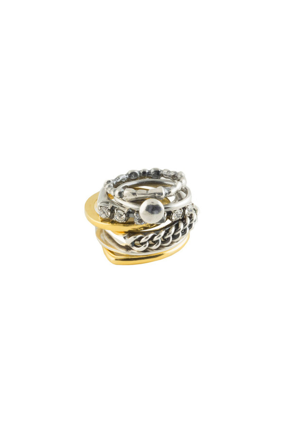 Iosselliani Silver and Gold Stacking Rings Iosselliani Silver and Gold Stacking Rings
