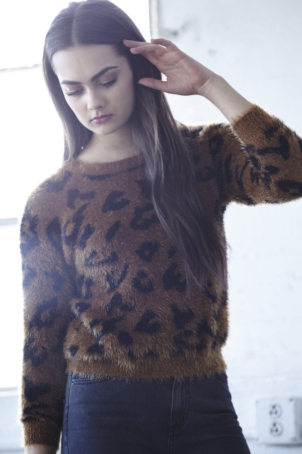 Callahan Leopard Shrunken Crop Sweater Callahan Leopard Shrunken Crop Sweater
