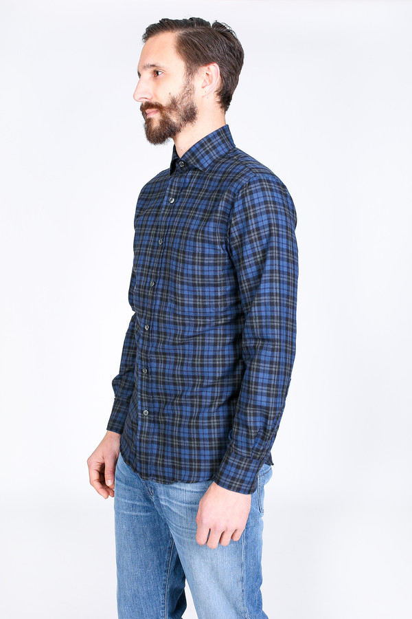 Men's Vert & Vogue Lowell Button-Up in Navy Plaid Men's Vert & Vogue Lowell Button-Up in Navy Plaid