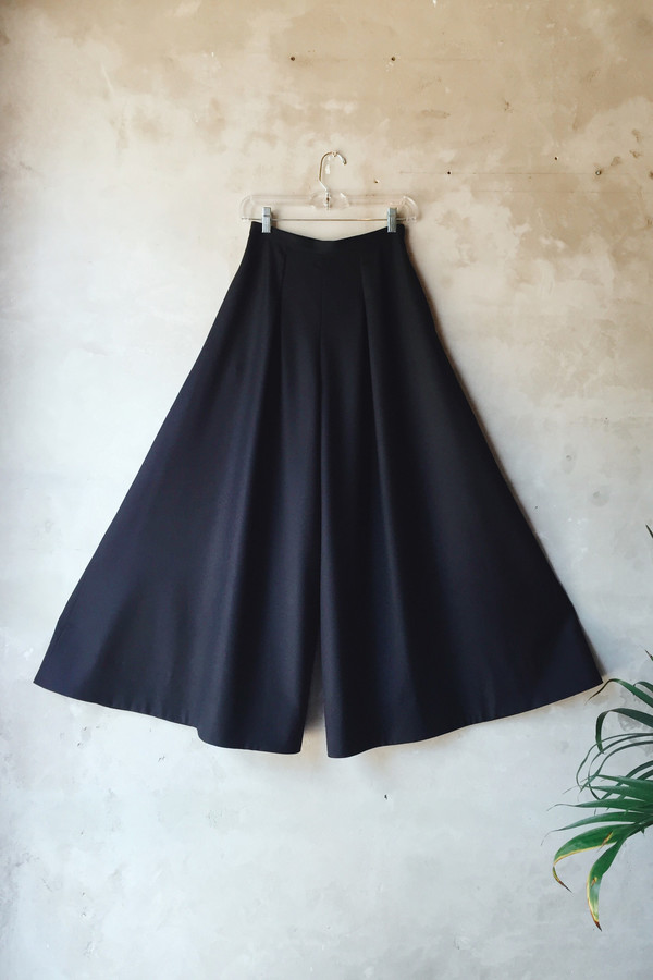 Cropped Palazzo Pants (All Weather Merino Pinstripe - SOLID BLACK) Cropped Palazzo Pants (All Weather Merino Pinstripe - SOLID BLACK)