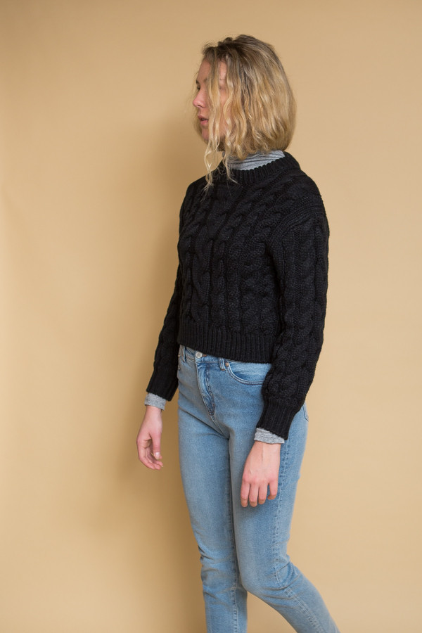 Callahan Braid Crop Sweater - Black Callahan Braid Crop Sweater - Black