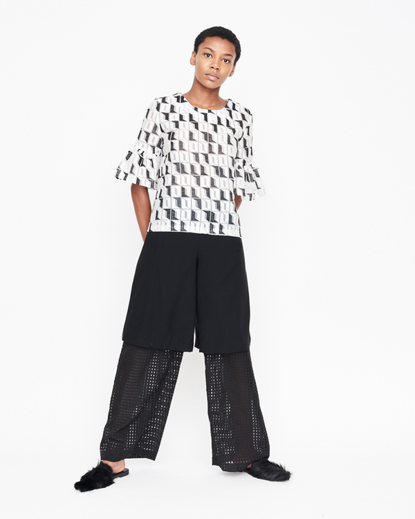 William Okpo EMBROIDERED MARIA RUFFLE TOP William Okpo EMBROIDERED MARIA RUFFLE TOP