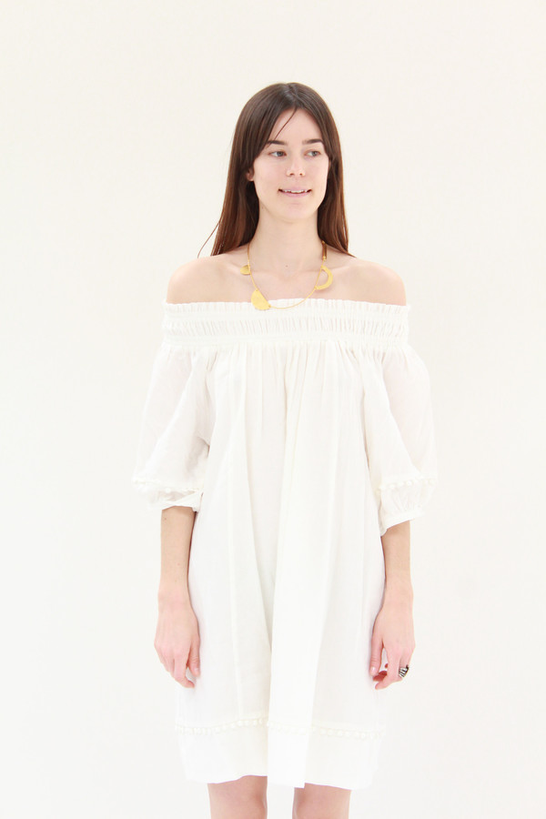 Apiece Apart Felina Off-The-Shoulder Dress Cream Apiece Apart Felina Off-The-Shoulder Dress Cream