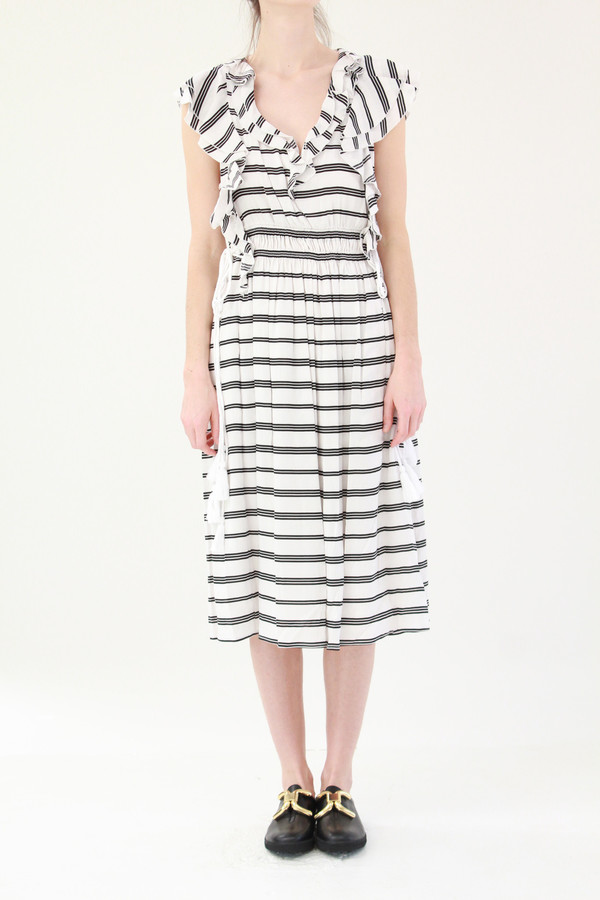 Apiece Apart San Rafael Midi Ruffle Dress Triple Stripe Apiece Apart San Rafael Midi Ruffle Dress Triple Stripe