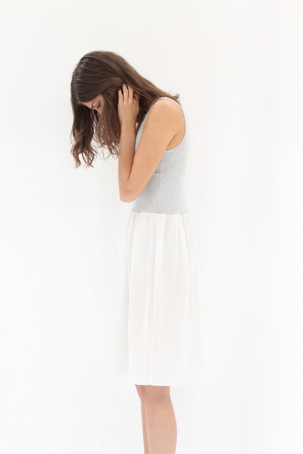 Lina Rennell Gravel Tank Dress Grey & White Lina Rennell Gravel Tank Dress Grey & White