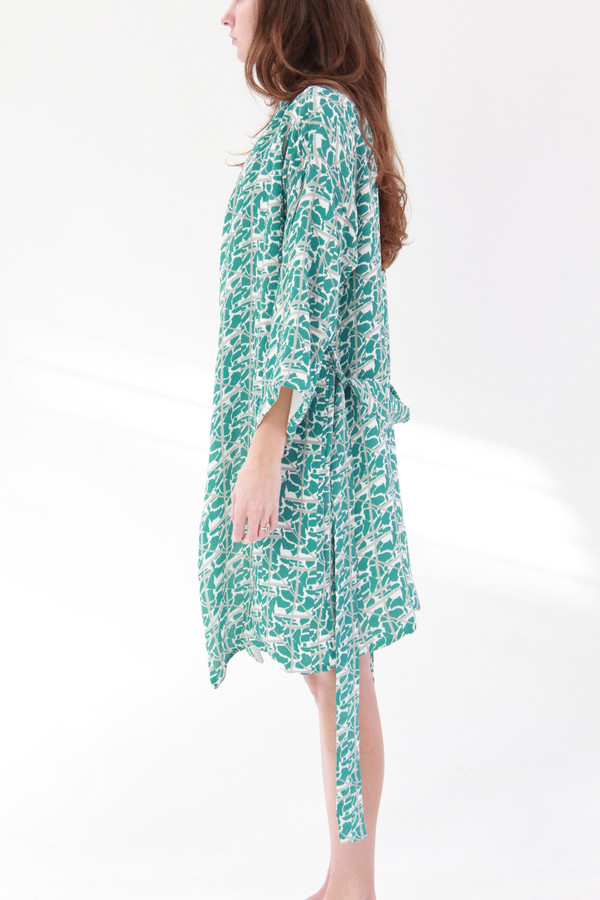 Beklina Silk Robe Collage Print Beklina Silk Robe Collage Print