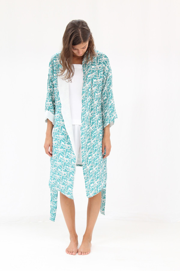 Beklina Silk Robe Collage Print Beklina Silk Robe Collage Print