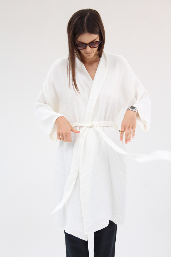 Beklina Silk Robe Texture White Beklina Silk Robe Texture White