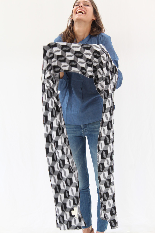 Micaela Greg Optic Scarf Black & White Micaela Greg Optic Scarf Black & White