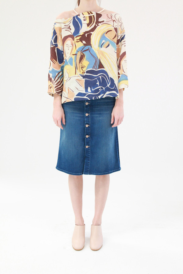 Mother Denim High Waisted Button Down Midi Skirt Mother Denim High Waisted Button Down Midi Skirt