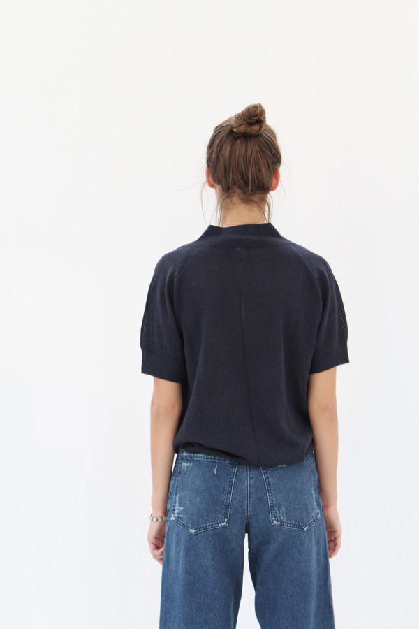 Rachel Comey Knit Polo Navy Rachel Comey Knit Polo Navy