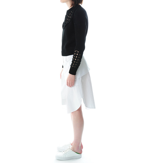 3.1 Phillip Lim Crewneck Pullover Sweater With Pointelle Stitch 3.1 Phillip Lim Crewneck Pullover Sweater With Pointelle Stitch