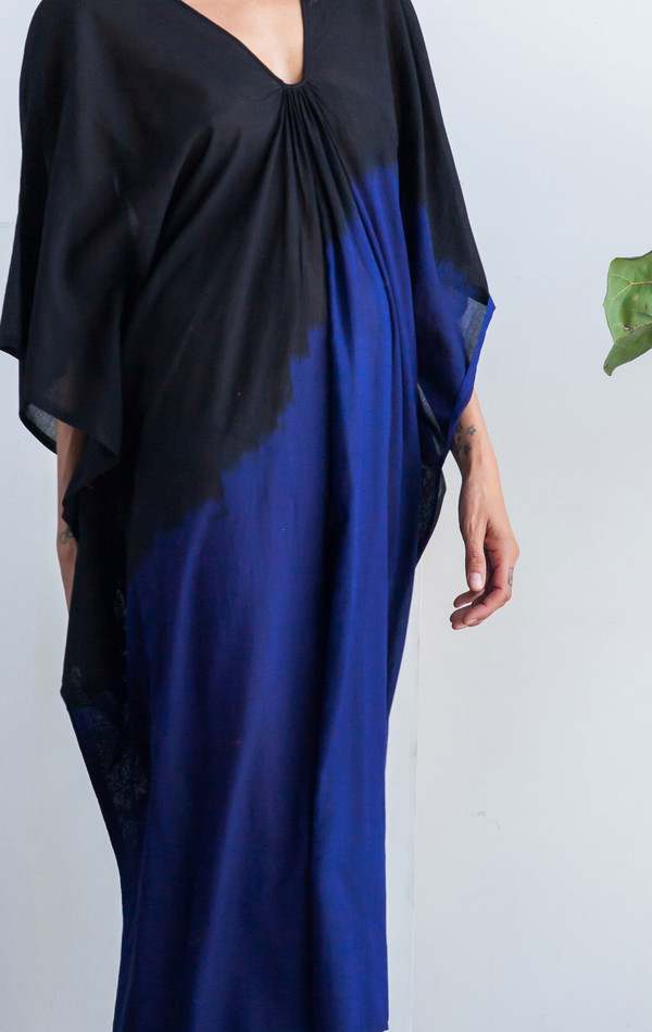 Two New York Black with Blue degrade ikat caftan Two New York Black with Blue degrade ikat caftan
