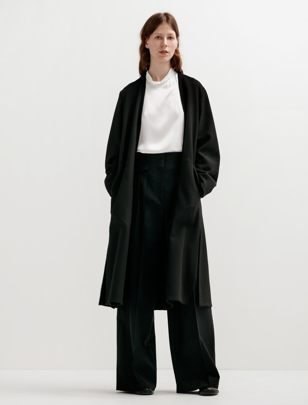 Lemaire Womens Wrapover Coat Black Lemaire Womens Wrapover Coat Black