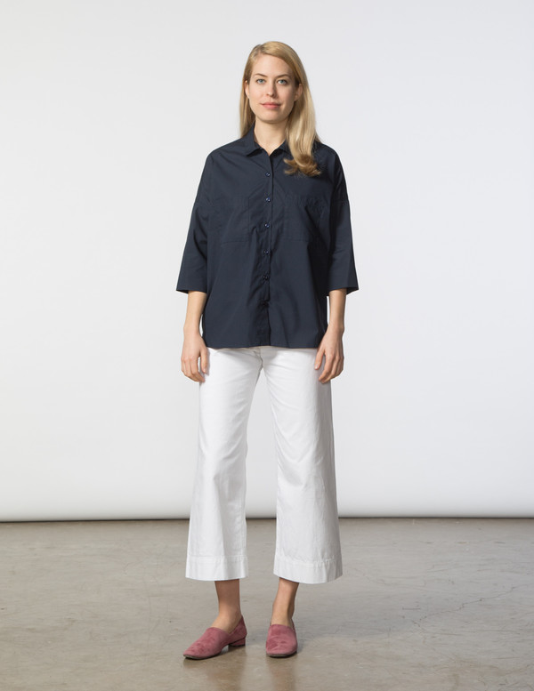 SBJ Austin Stephanie Top - Navy Poplin SBJ Austin Stephanie Top - Navy Poplin