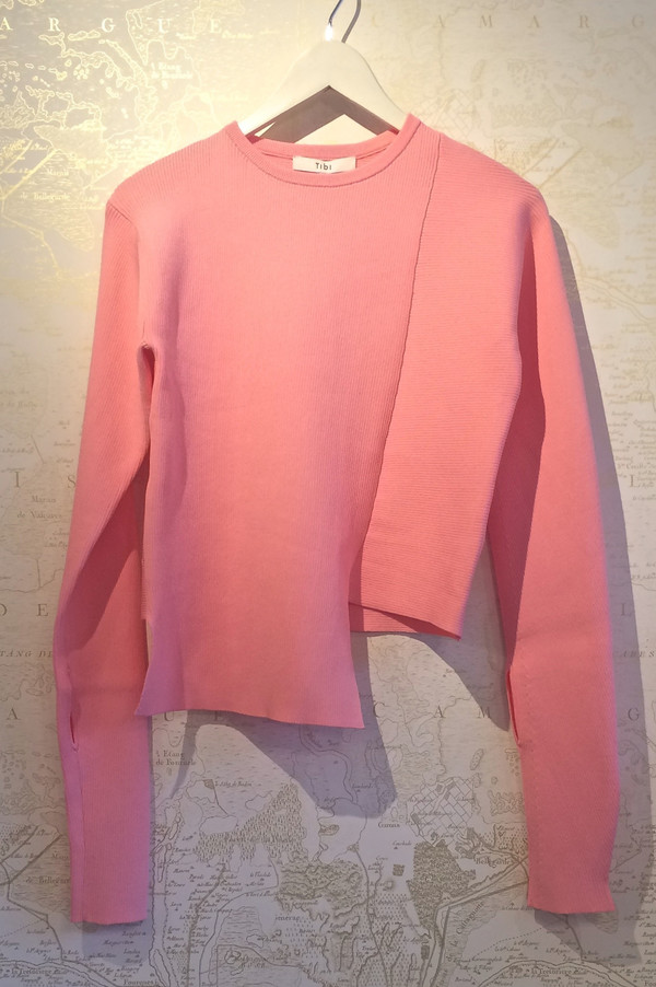 Tibi Ribbed Asymmetrical Knit Top Tibi Ribbed Asymmetrical Knit Top