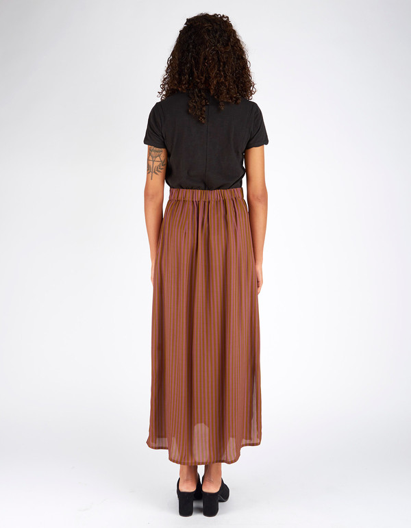 Ali Golden Button Down Skirt Copper Rust Stripe Ali Golden Button Down Skirt Copper Rust Stripe