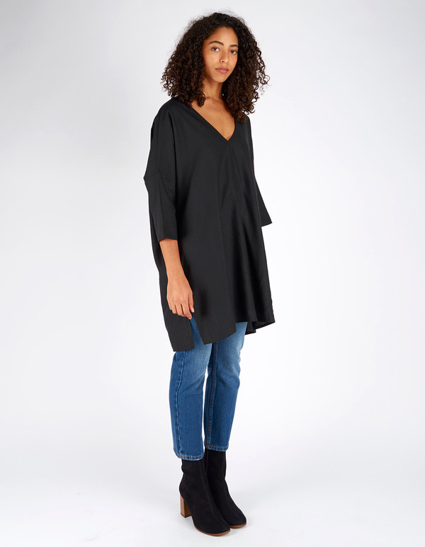 Ali Golden Raw Silk Kimono Tunic Black Ali Golden Raw Silk Kimono Tunic Black