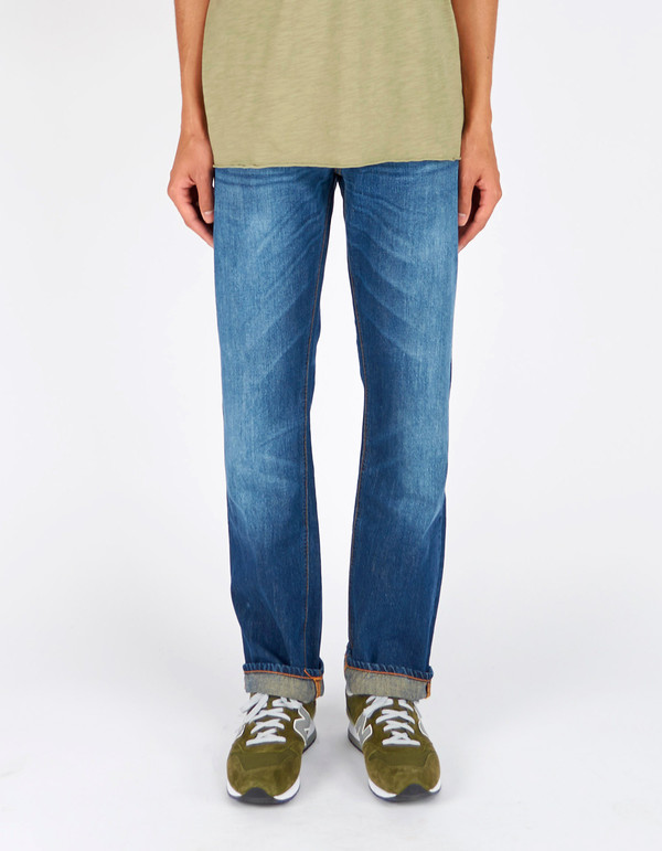 Men's Nudie Loose Leif Classic Crumble Washed Indigo Men's Nudie Loose Leif Classic Crumble Washed Indigo