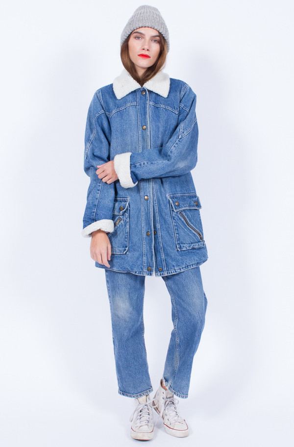 DENIM SHEARLING JACKET (MEDIUM-LARGE) DENIM SHEARLING JACKET (MEDIUM-LARGE)