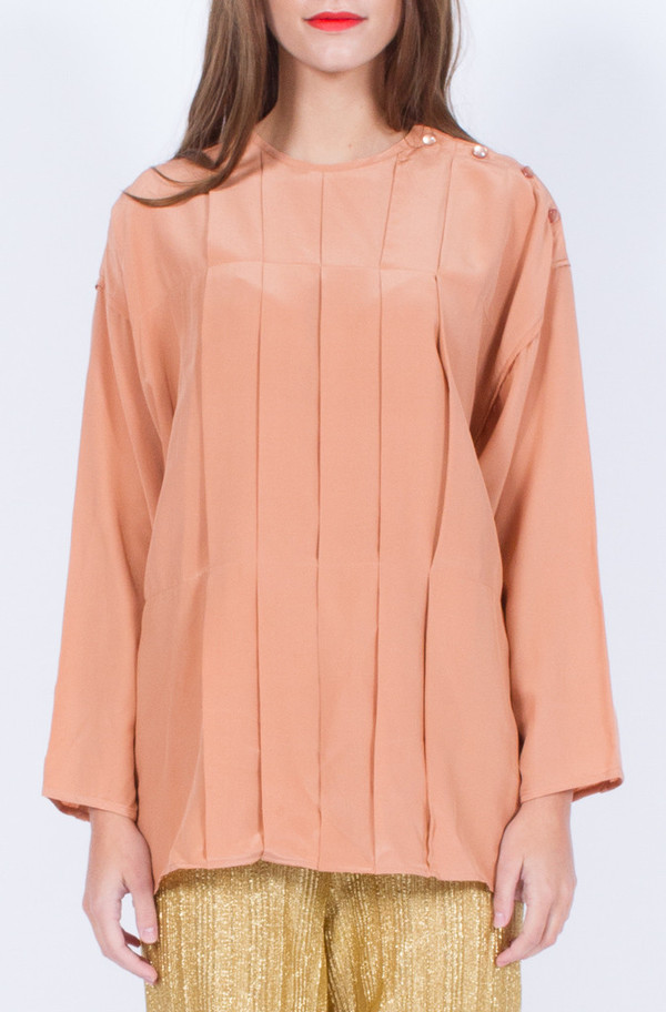 Yo Vintage! BLUSH SILK LONG SLEEVE TOP Yo Vintage! BLUSH SILK LONG SLEEVE TOP