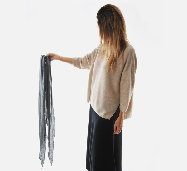 Botto Giuseppe Eggplant Diamond Shaped Cashmere Scarf Botto Giuseppe Eggplant Diamond Shaped Cashmere Scarf